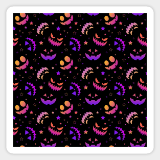 Halloween neon pumpkin faces pattern Sticker